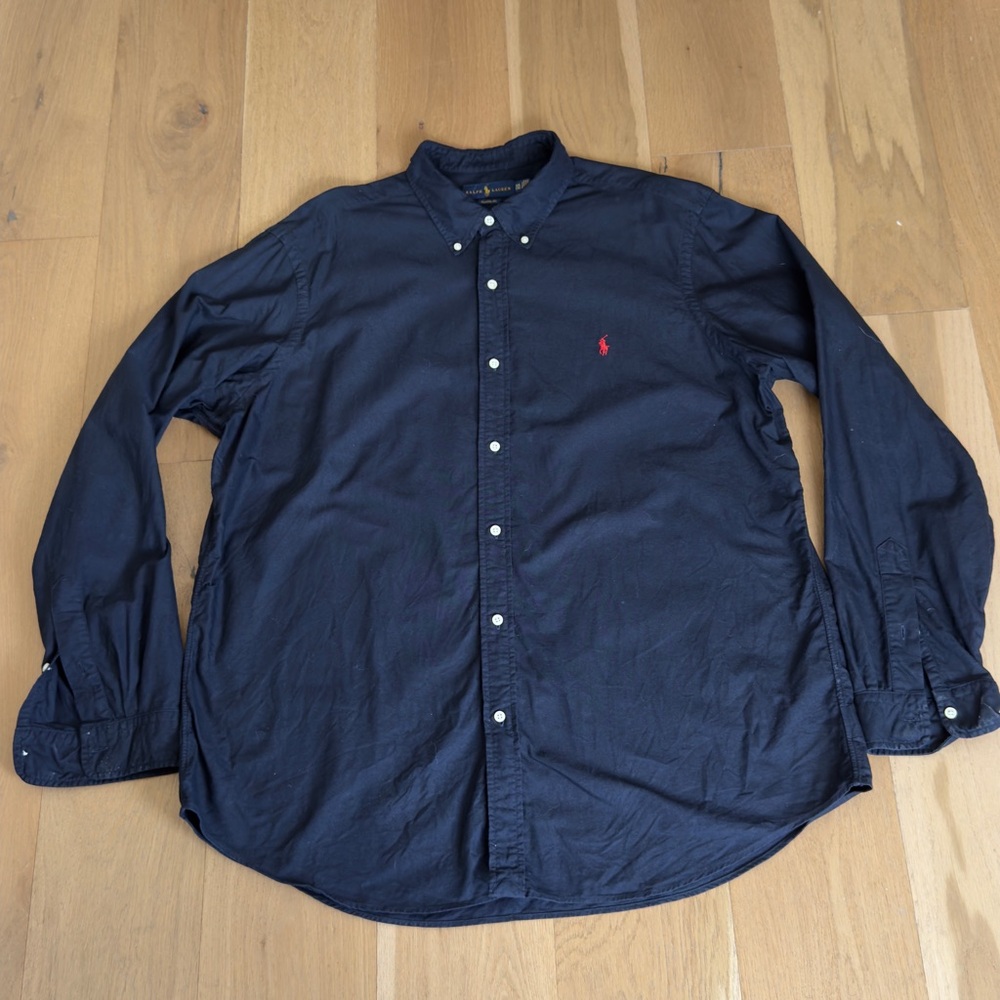 AUTHENTIC Polo Ralph Lauren Garment Dyed Oxford Button Down Shirt XXL Navy